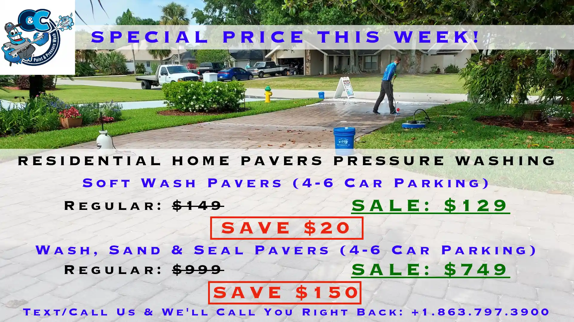 1 - RESIDENTIAL HOME PAVERS PRESSURE WASHING